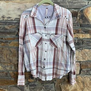 Free People long sleeve plaid shirt. Size small
